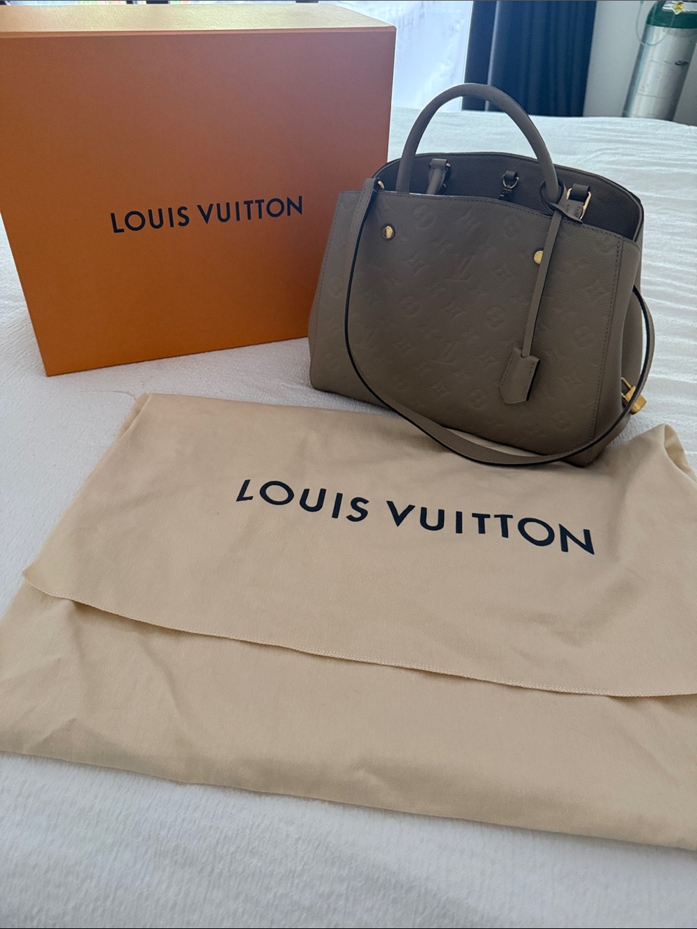 Louis Vuitton Taupe Gray Empreinte Leather Satchel